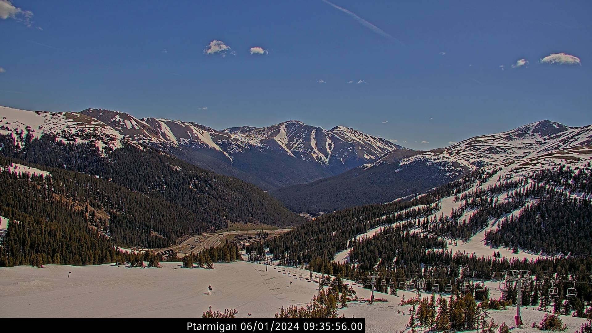image of mountain range from Loveland Ski Area Ptarmigan Roost webcam