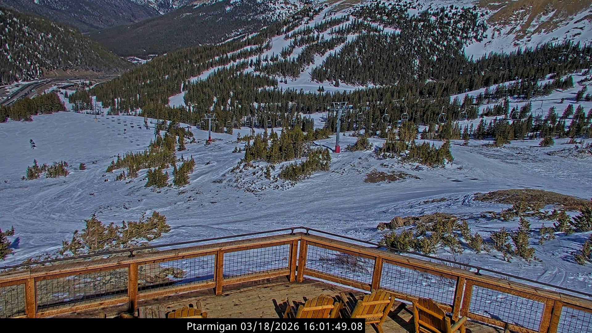 image of mountain range from Loveland Ski Area Ptarmigan Roost webcam