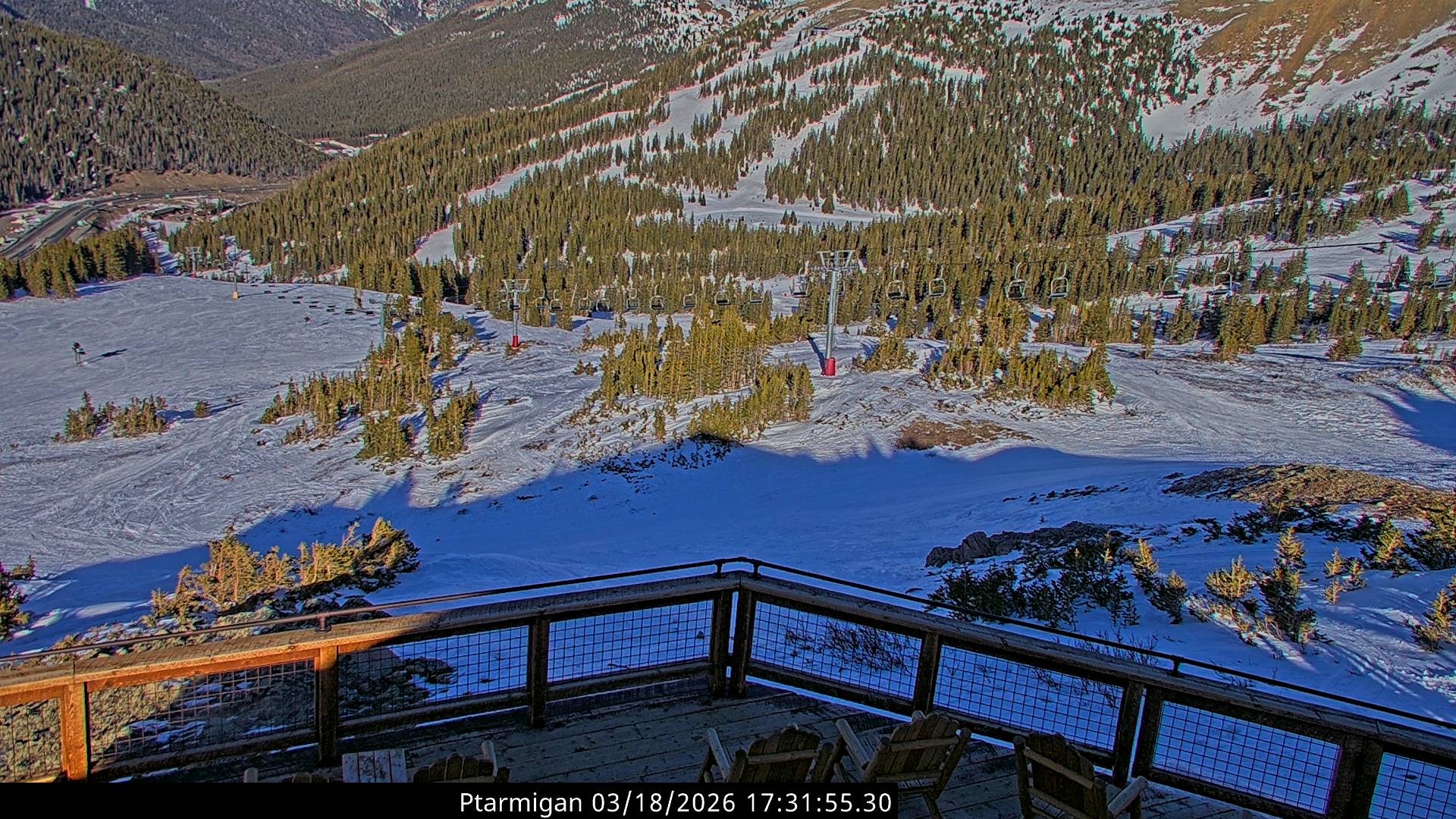 image of mountain range from Loveland Ski Area Ptarmigan Roost webcam
