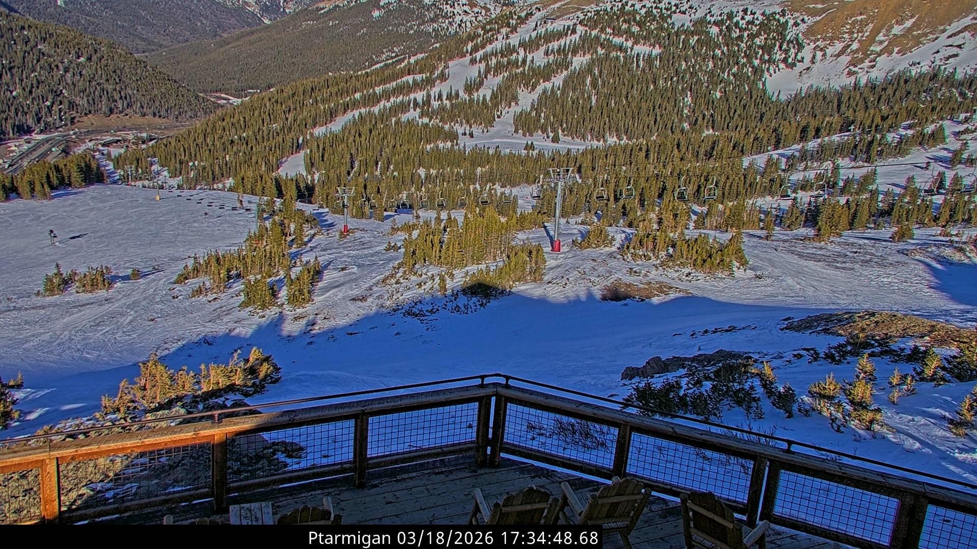 image of mountain range from Loveland Ski Area Ptarmigan Roost webcam