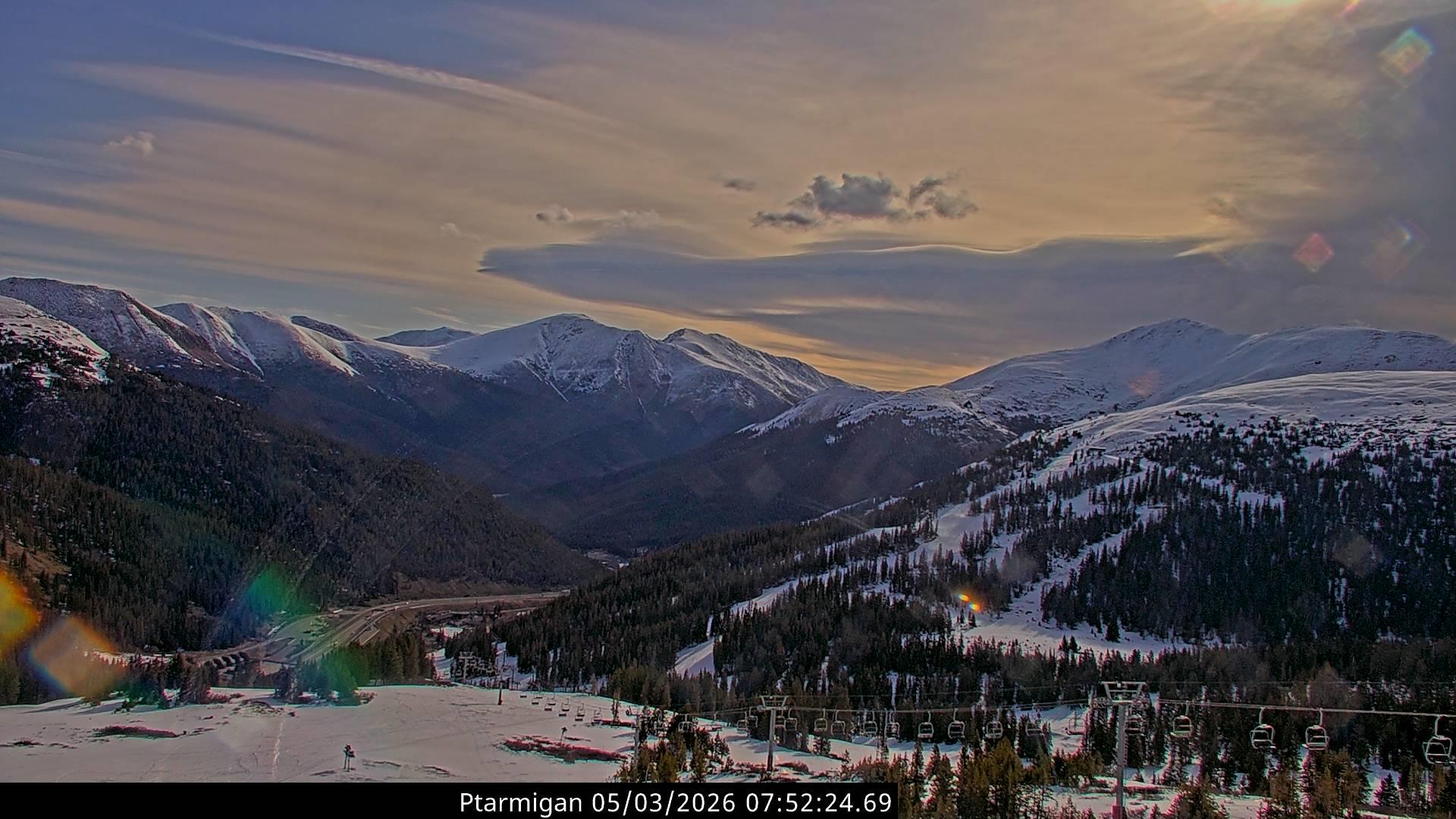 image of mountain range from Loveland Ski Area Ptarmigan Roost webcam