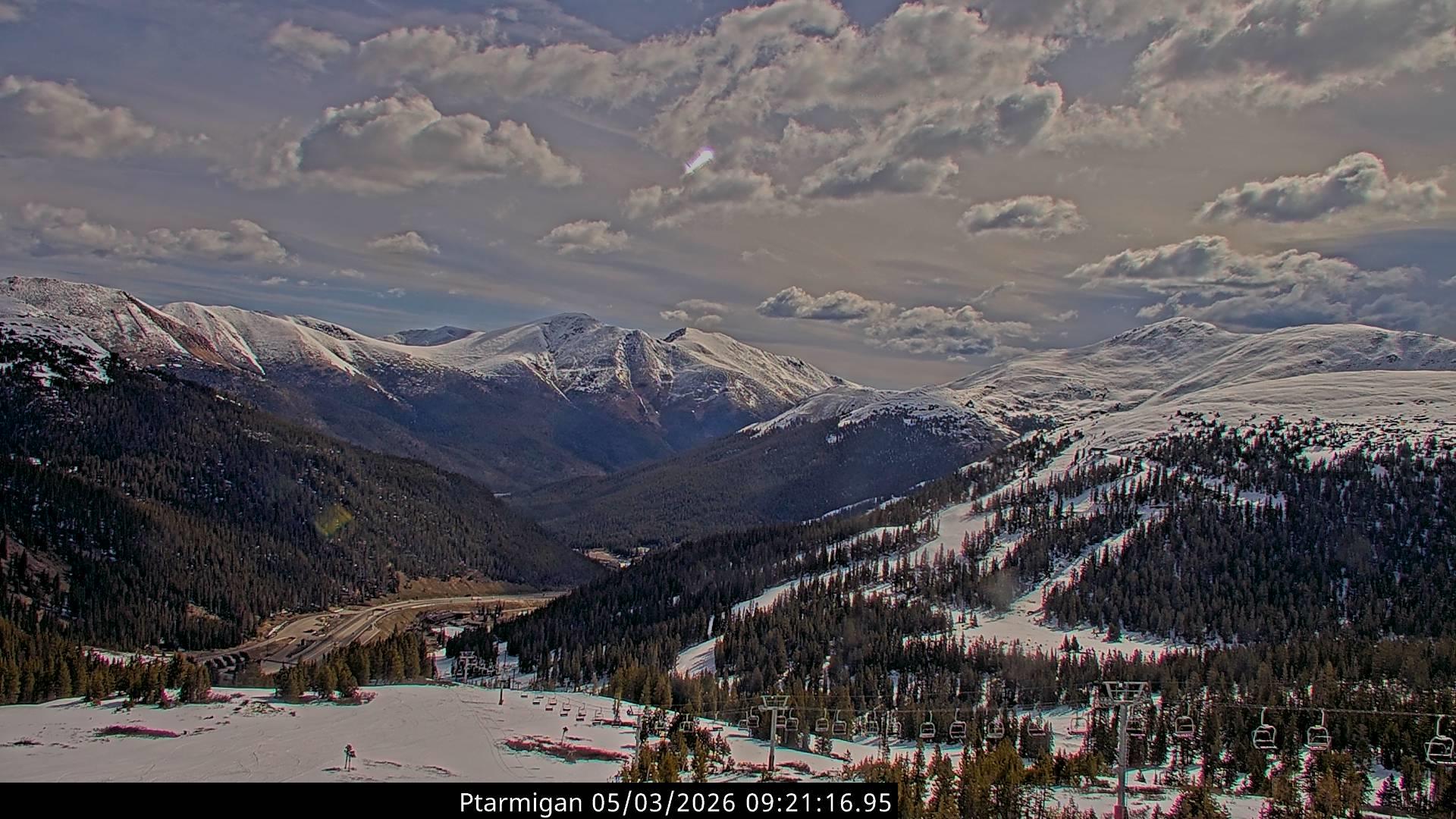image of mountain range from Loveland Ski Area Ptarmigan Roost webcam
