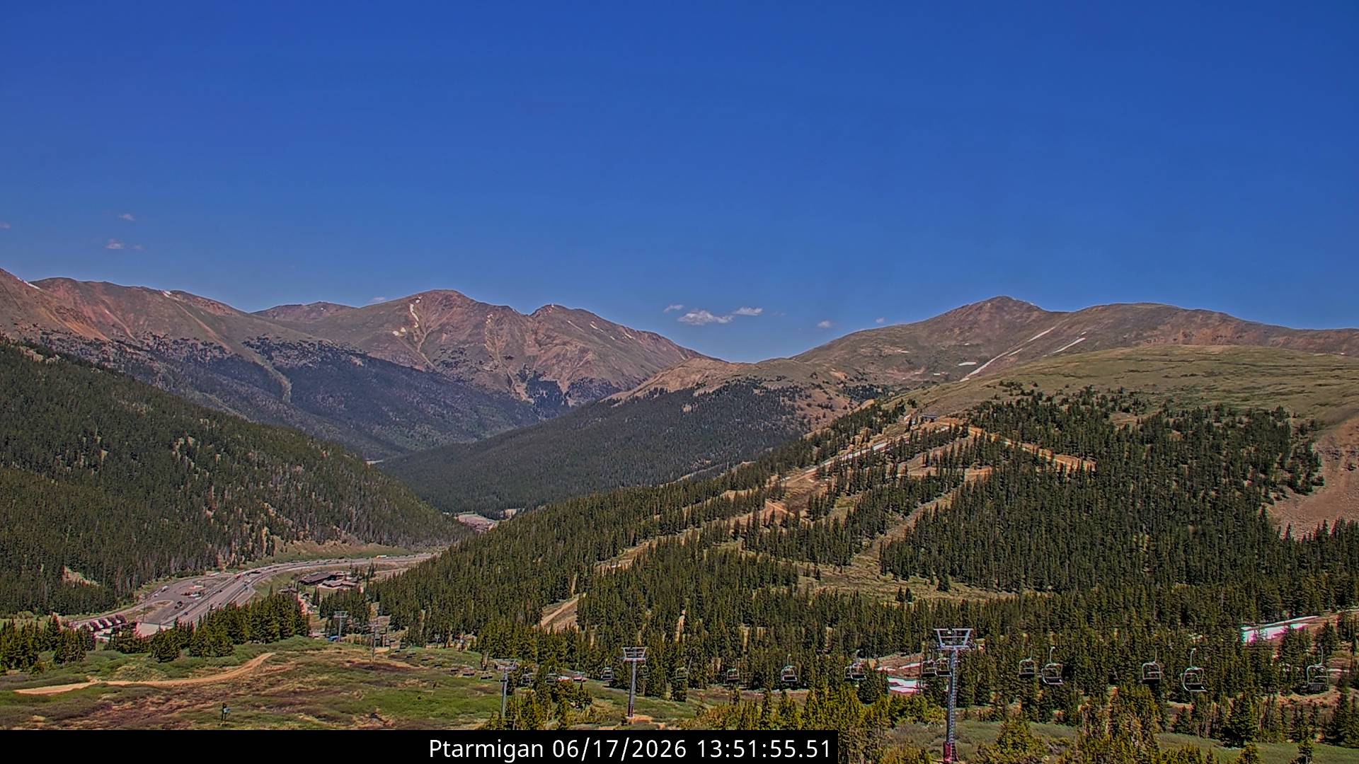 image of mountain range from Loveland Ski Area Ptarmigan Roost webcam