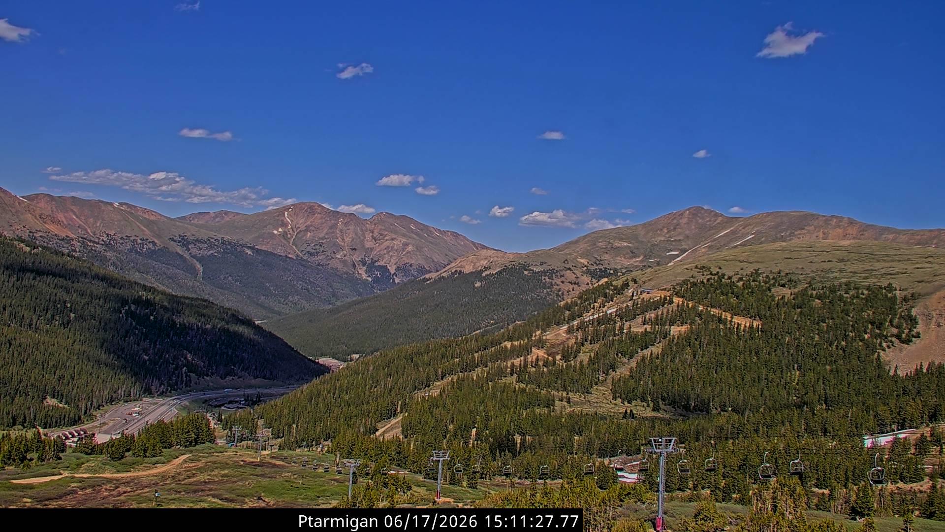 image of mountain range from Loveland Ski Area Ptarmigan Roost webcam