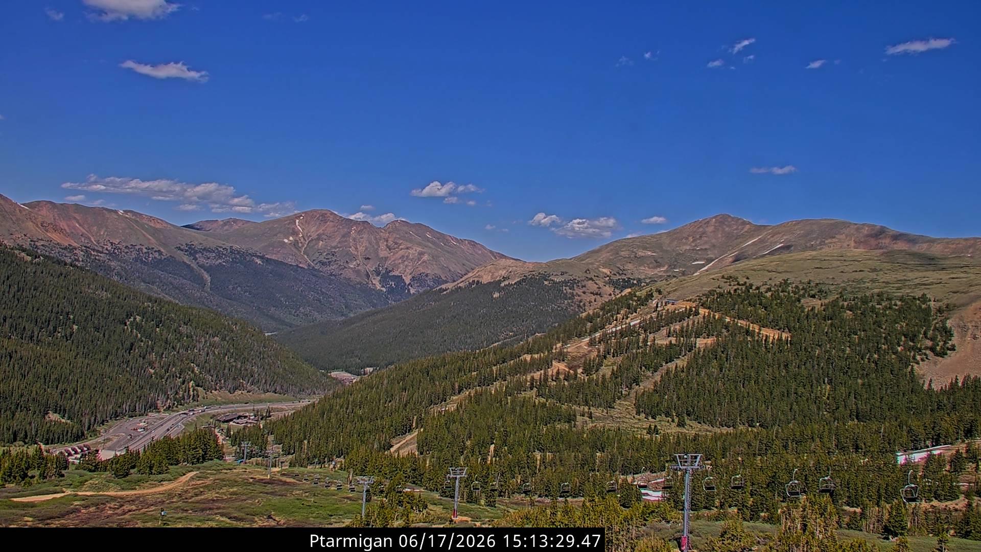 image of mountain range from Loveland Ski Area Ptarmigan Roost webcam