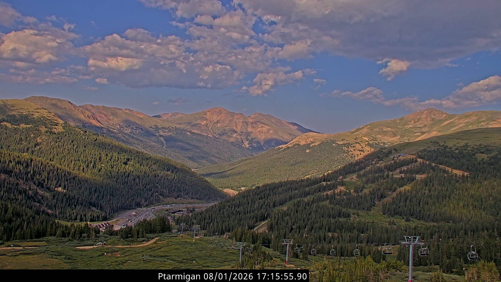 image of mountain range from Loveland Ski Area Ptarmigan Roost webcam