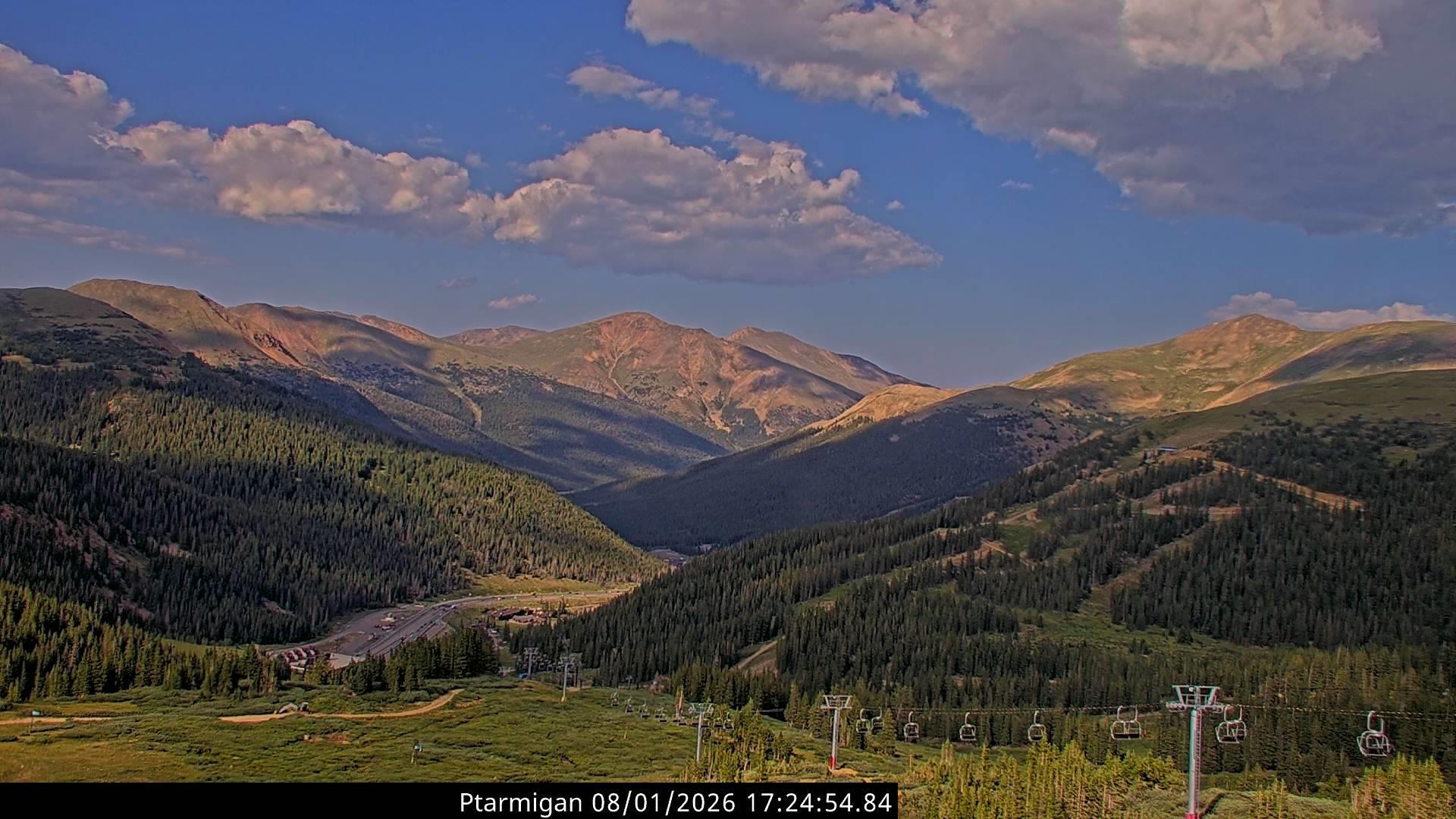 image of mountain range from Loveland Ski Area Ptarmigan Roost webcam
